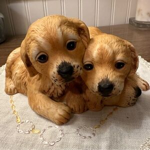 Vintage 3 Lab Yellow Lab Puppies Masterpiece Porcelain HOMCO 1987 Mexico